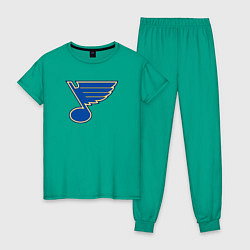 Пижама хлопковая женская St Louis Blues, цвет: зеленый