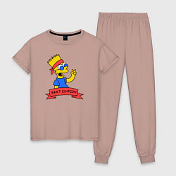 Пижама хлопковая женская Bart Simpson: Peace, цвет: пыльно-розовый