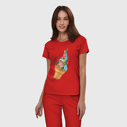 Пижама хлопковая женская Рожок: Кремль, цвет: красный — фото 2