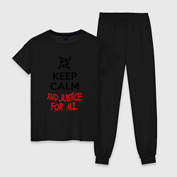Пижама хлопковая женская Keep Calm & Justice For All, цвет: черный