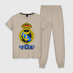 Пижама хлопковая женская Real Madrid, цвет: миндальный