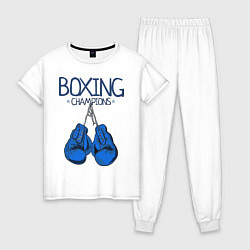 Пижама хлопковая женская Boxing champions, цвет: белый