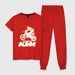 Пижама хлопковая женская KTM белый, цвет: красный