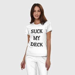 Пижама хлопковая женская Suck my deck, цвет: белый — фото 2