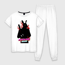 Пижама хлопковая женская Hotline Miami: Rabbit, цвет: белый