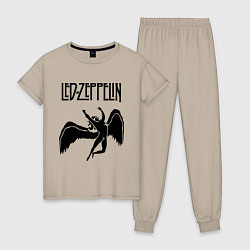 Пижама хлопковая женская Led Zeppelin Swan, цвет: миндальный