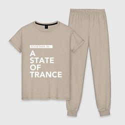 Пижама хлопковая женская Together in A State of Trance, цвет: миндальный