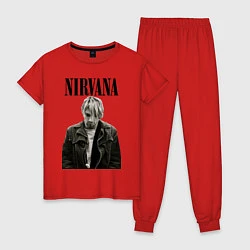 Пижама хлопковая женская Kurt Cobain: Young, цвет: красный