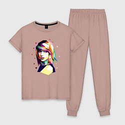 Пижама хлопковая женская Taylor Swift Art, цвет: пыльно-розовый