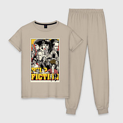Пижама хлопковая женская Pulp Fiction Stories, цвет: миндальный