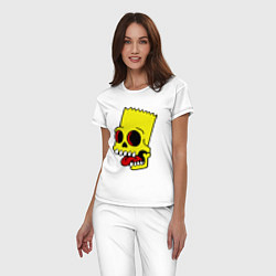 Пижама хлопковая женская Bart Skull, цвет: белый — фото 2