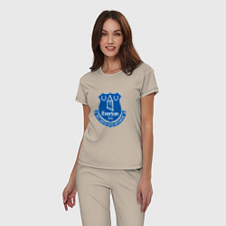Пижама хлопковая женская Эвертон logo - nil satis nisi optimum, цвет: миндальный — фото 2
