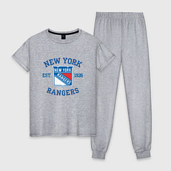 Пижама хлопковая женская New York Rengers, цвет: меланж