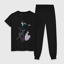 Пижама хлопковая женская Бездомный бог, цвет: черный