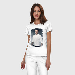 Пижама хлопковая женская David Beckham, цвет: белый — фото 2