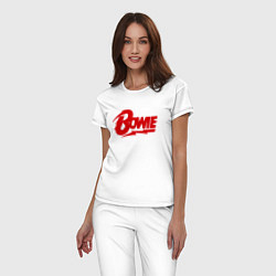 Пижама хлопковая женская Bowie Logo, цвет: белый — фото 2