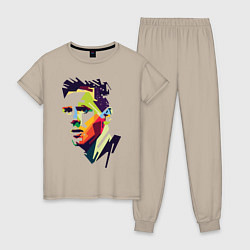 Пижама хлопковая женская Lionel Messi: fun-art, цвет: миндальный
