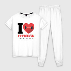 Пижама хлопковая женская I love Fitness, цвет: белый