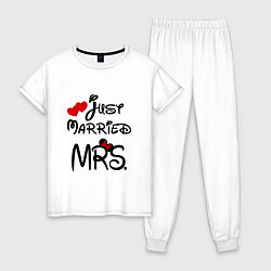 Пижама хлопковая женская Just married Mrs, цвет: белый