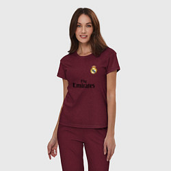 Пижама хлопковая женская Real Madrid: Fly Emirates, цвет: меланж-бордовый — фото 2