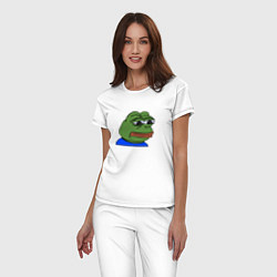 Пижама хлопковая женская Sad frog, цвет: белый — фото 2