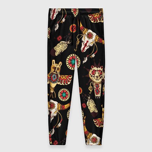 Женские брюки Индейские культовые символы / 3D-принт – фото 1