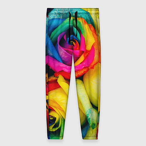 Женские брюки Разноцветные розы / 3D-принт – фото 1
