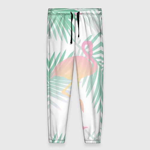 Женские брюки Фламинго в джунглях / 3D-принт – фото 1