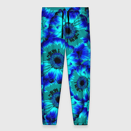 Женские брюки Голубые хризантемы / 3D-принт – фото 1