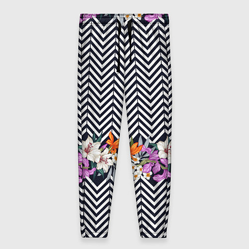 Женские брюки Тропически цветы с орнаментом / 3D-принт – фото 1