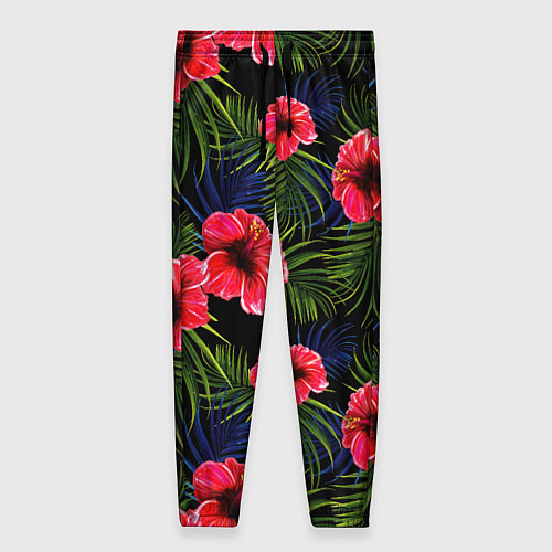 Женские брюки Тропические цветы и листья / 3D-принт – фото 1
