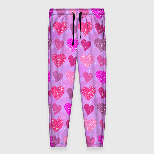 Женские брюки Розовые сердечки / 3D-принт – фото 1