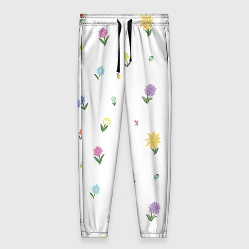 Женские брюки Цветы и бабочки / 3D-принт – фото 1