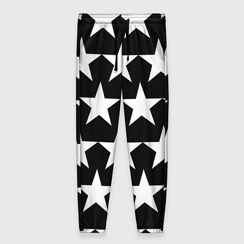 Женские брюки Белые звёзды на чёрном фоне 2 / 3D-принт – фото 1