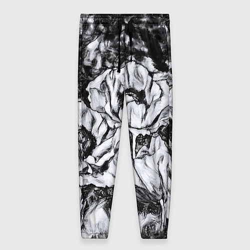 Женские брюки Черно-белый узор Маки / 3D-принт – фото 1