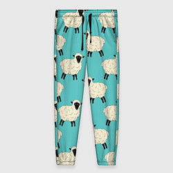 Женские брюки Овечки паттерн на бирюзовом