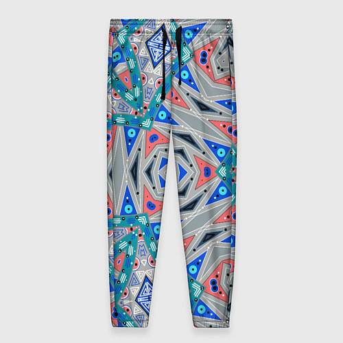 Женские брюки Серо-синий абстрактный узор / 3D-принт – фото 1