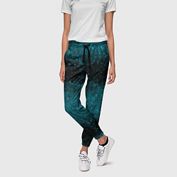 Брюки женские Черно-синие блестки, цвет: 3D-принт — фото 2