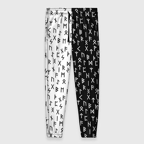 Женские брюки Руны чёрно-белое / 3D-принт – фото 1