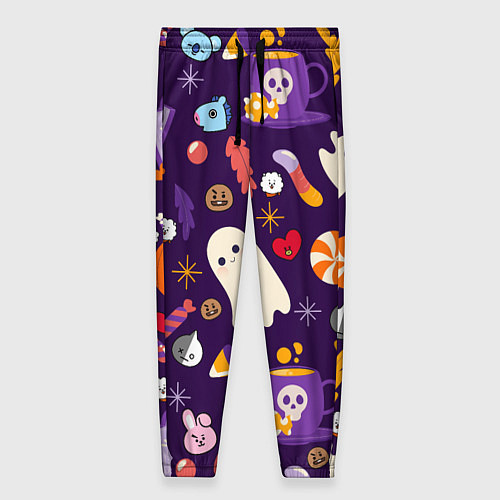 Женские брюки HALLOWEEN BTS BT21 PATTERN БТ21 БТС ХЕЛЛОУИН / 3D-принт – фото 1