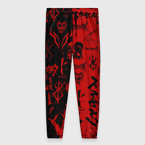 Женские брюки BERSERK BLACK RED БЕРСЕРК ПАТТЕРН / 3D-принт – фото 1