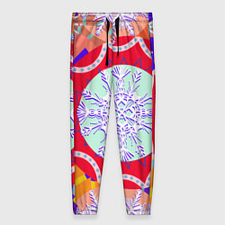 Женские брюки Яркий абстрактный зимний дизайн из снежинок