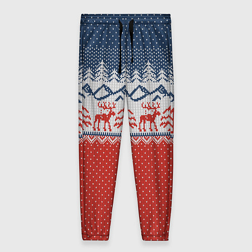 Женские брюки ВЯЗАНЫЙ УЗОР С ОЛЕНЯМИ / 3D-принт – фото 1