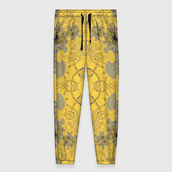 Женские брюки Коллекция Фрактальная мозаика Желтый на черном 573