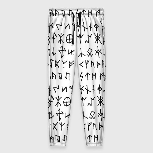 Женские брюки Скандинавские руны на белом фоне / 3D-принт – фото 1