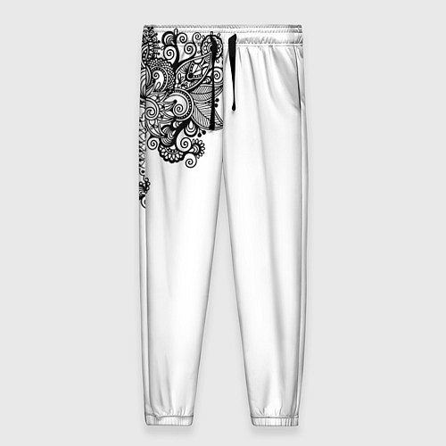 Женские брюки Черно Белые КруЖева / 3D-принт – фото 1