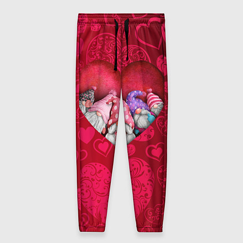 Женские брюки Гномы в красном сердце / 3D-принт – фото 1