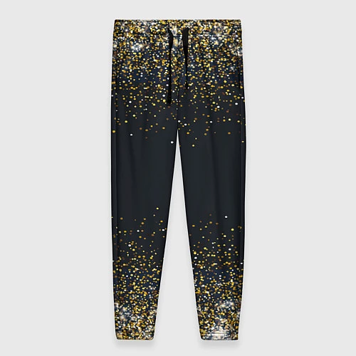 Женские брюки Золотые блестки на темном фоне Сияющий глиттер, бл / 3D-принт – фото 1