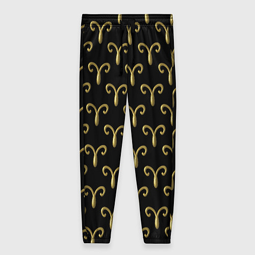Женские брюки Золотой овен на черном фоне Паттерн / 3D-принт – фото 1