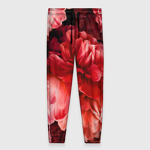 Женские брюки Цветы Красные Пионы / 3D-принт – фото 1